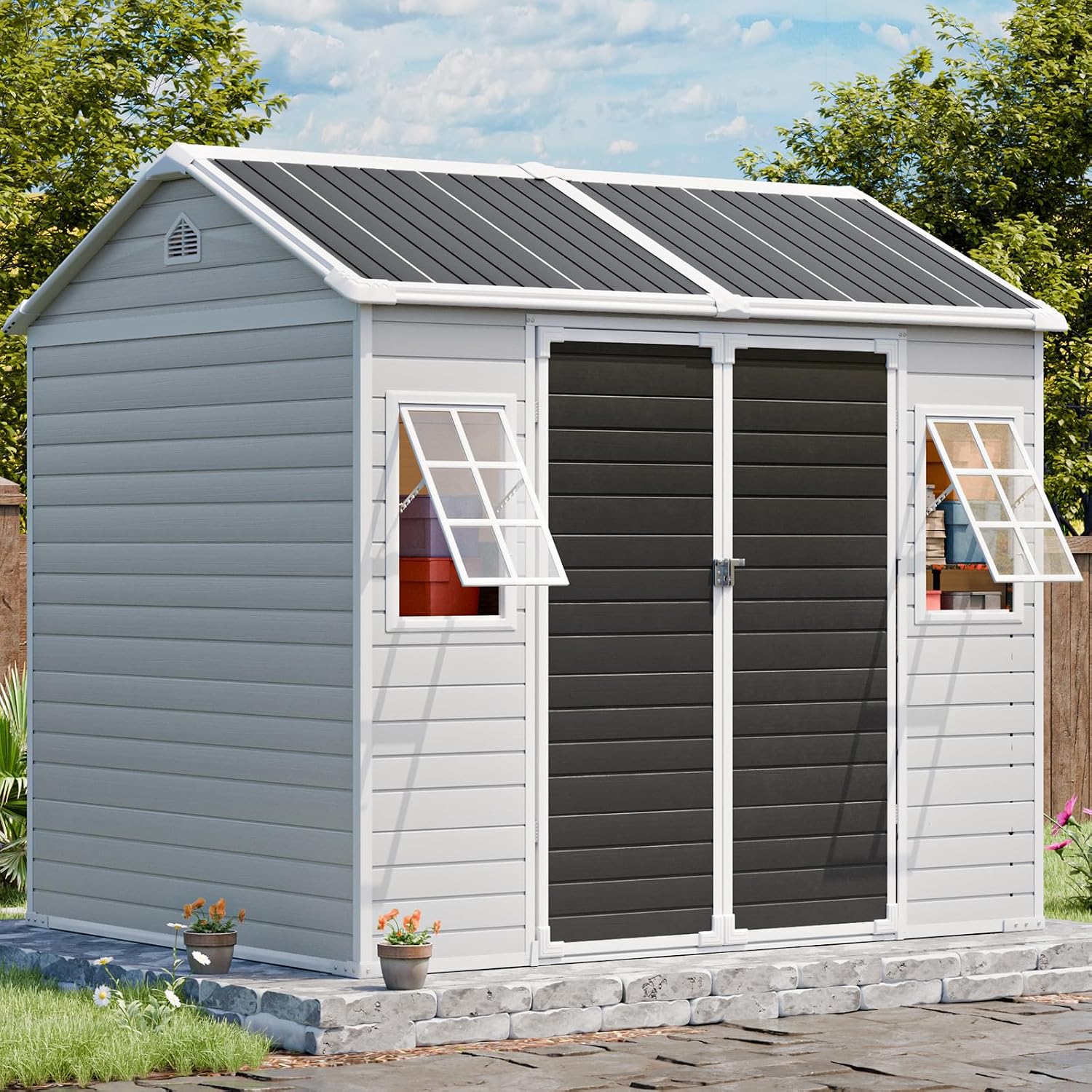 Resin Storage Shed w/Floor & O - Garden Tools review and price