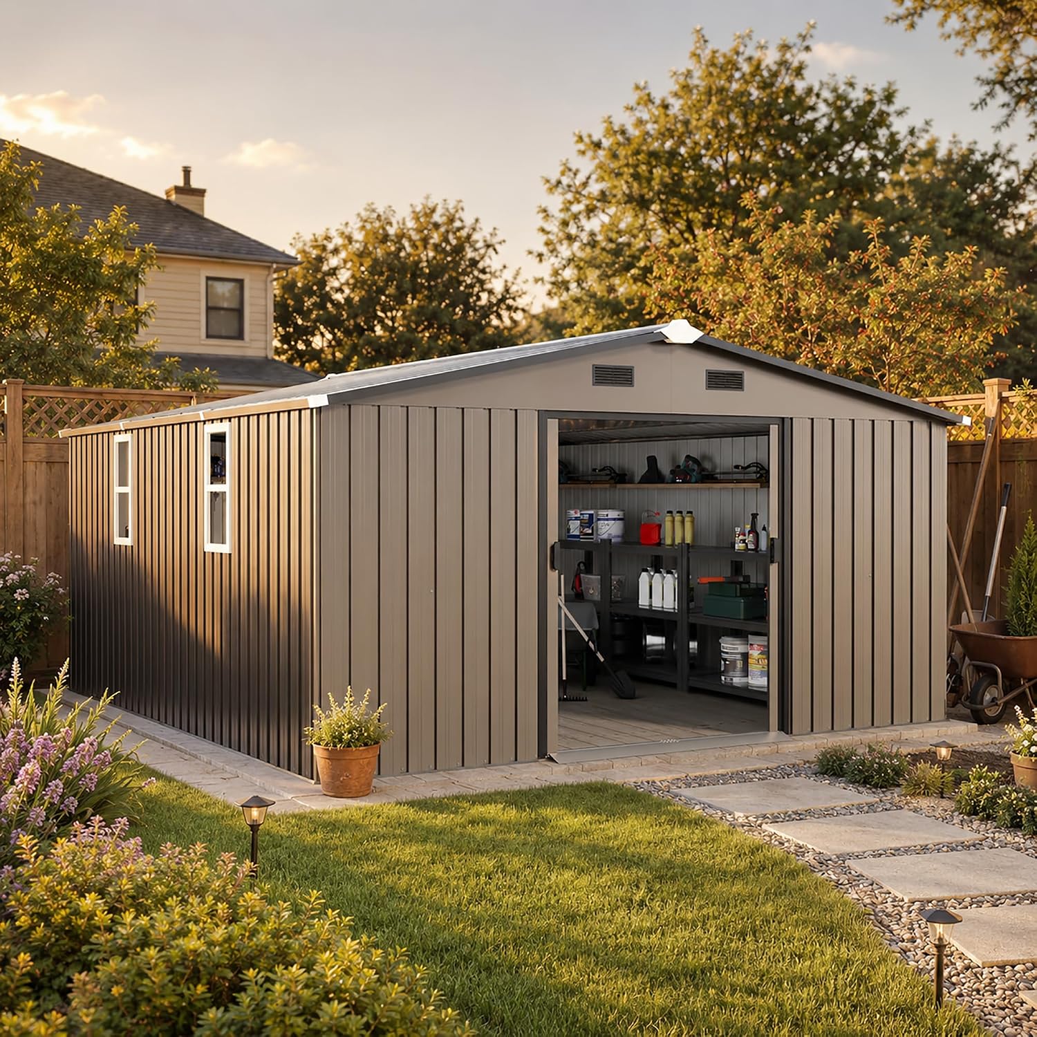 10x12 FT Outdoor Metal Storage - Garden Tools review and price