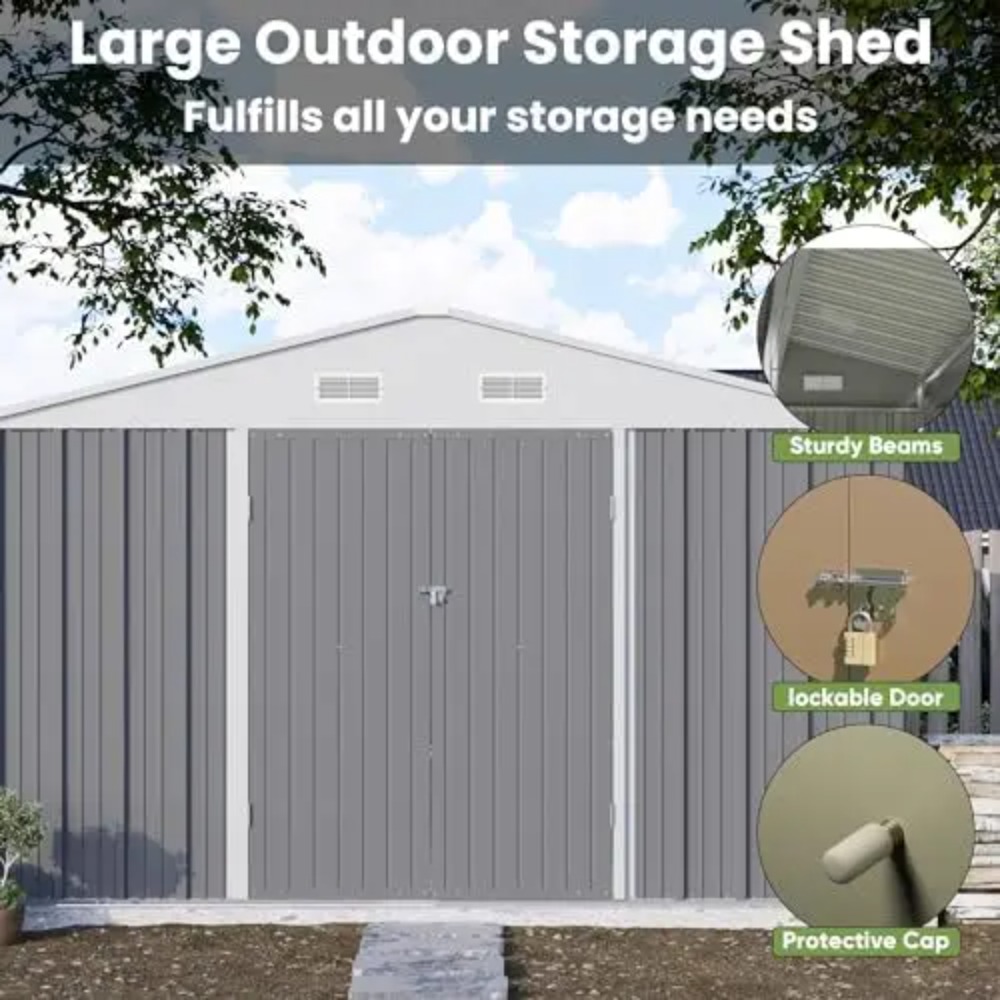 10x10 FT Metal Storage Shed, B - Garden Tools review and price